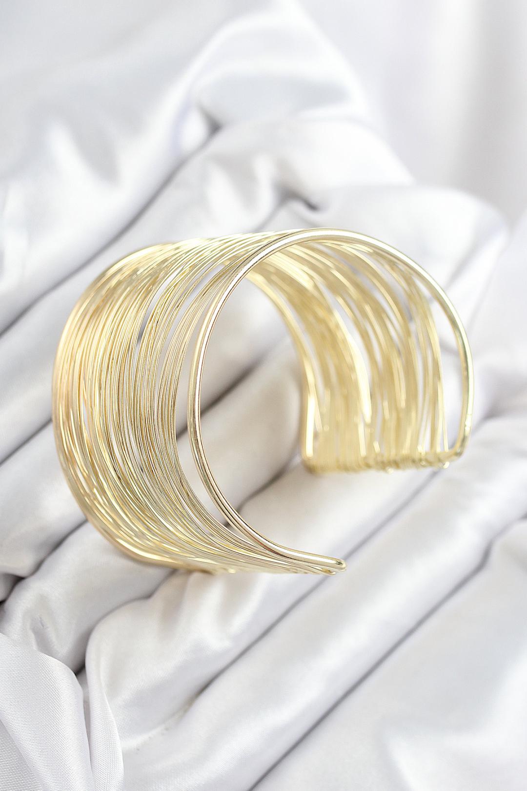 Tel Sarma Model Gold Renk Kadın Bileklilk