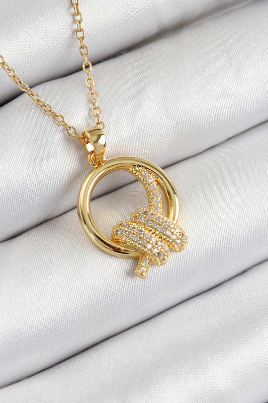 Zirkon Taşlı Düğüm Model Gold Renk Kadın Kolye
