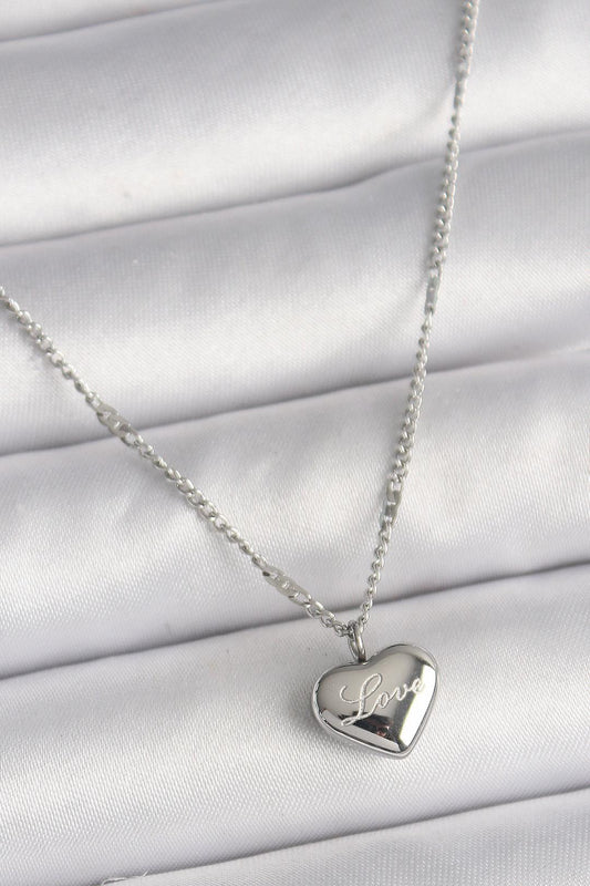 Love İşleme Kalp Figür Kadın Kolye