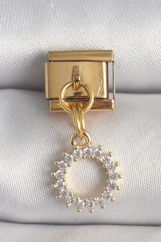 Gold Renk Zirkon Taşlı Sallantı Güneş Model Nomination Charm