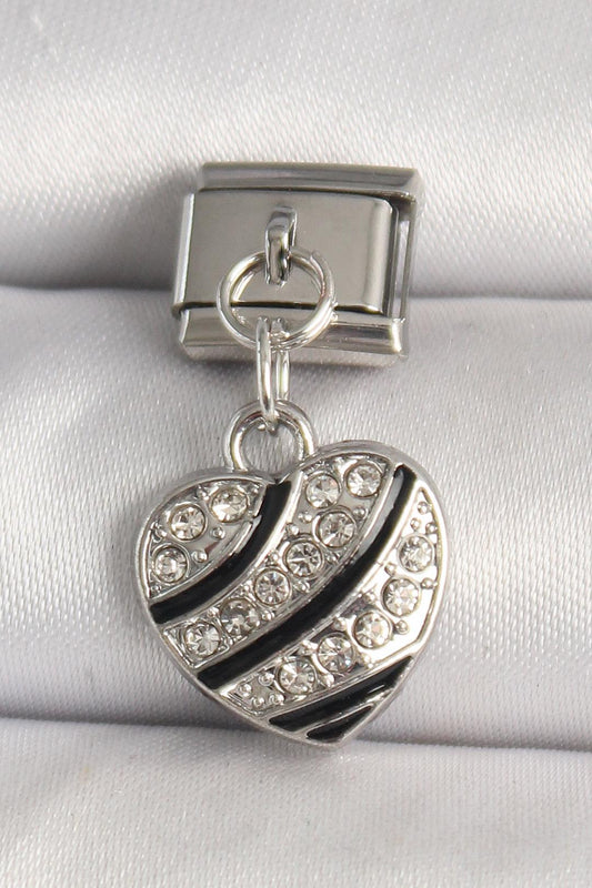 Gümüş Renk Zirkon Taşlı Kalp Model Nomination Charm
