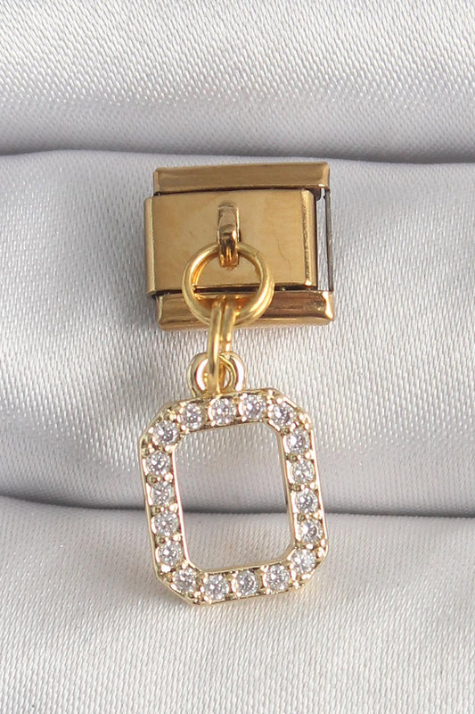 Gold Renk Sallantı Kare Zirkon Taşlı Nomination Charm