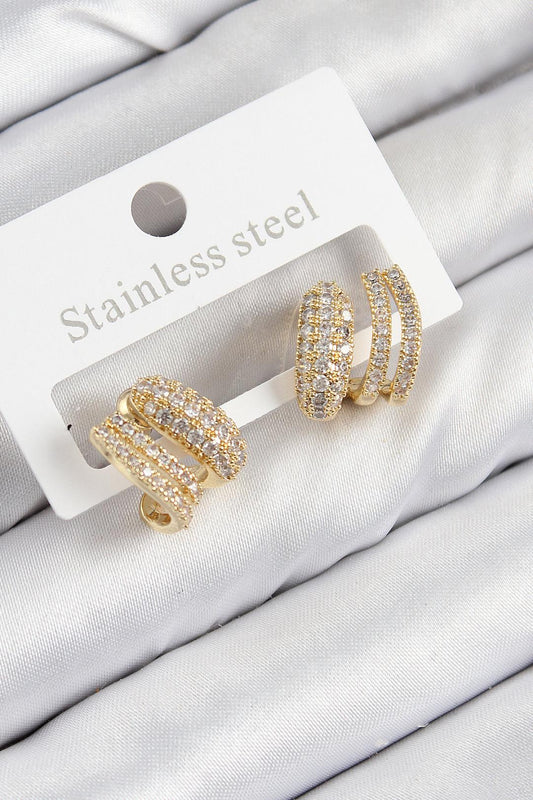 Kıvrımlı Model Gold Renk Kadın Küpe